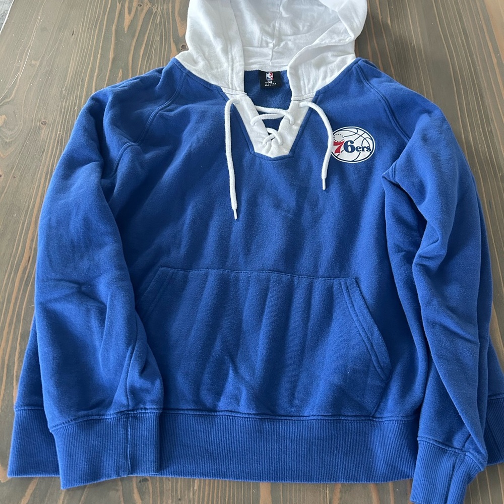 NBA Blue and White Lace-Up Hoodie